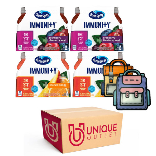Ocean Spray 24-Pack of Immunity Combo Orange Mango + Cranberry Blueberry Acai Juice Drink 10 fl oz Plastic Bottles + 2 Snack Handbags by Unique Outlet Brand Ocean Spray 24-Pack of Immunity Combo Orange Mango + Cranberry Blueberry Acai Juice Drink 10 fl oz Plastic Bottles + 2 Snack Handbags by Unique Outlet Brand