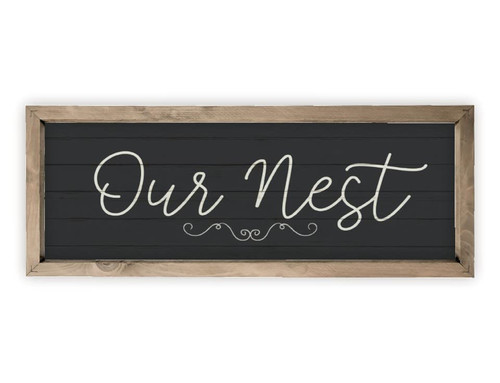 Our Nest Rustic Plank Farmhouse Style Wood Wall Decor Sign With Frame 10x30