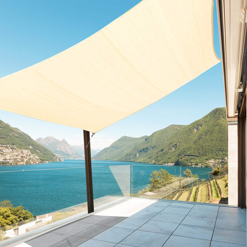 Amagenix Sun Shade Sails Canopy, Cream Curved Outdoor Shade Canopy 12'X16' Breathable 95% UV Block Canopy for Outdoor Patio Garden Backyard (We Make Custom Size)