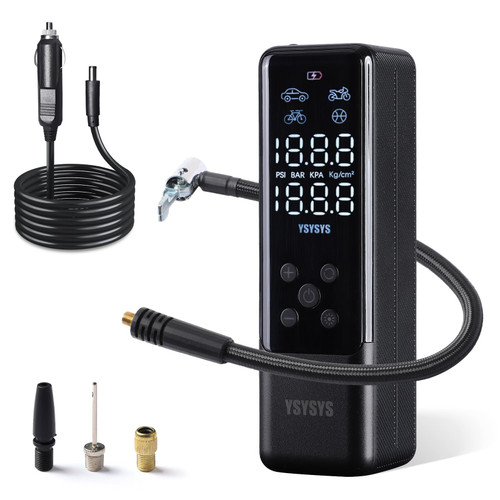 YSYSYS Smart Tire Inflator Portable Air Compressor 150PSI 3X Faster Inflation, With LCD Dual Screen Tire Pressure Gauge, Wired Air Pump Smart for Car,MPV, Bike,Motorcycle,ball YSYSYS Smart Tire Inflator Portable Air Compressor 150PSI 3X Faster Inflation, With LCD Dual Screen Tire Pressure Gauge, Wired Air Pump Smart for Car,MPV, Bike,Motorcycle,ball