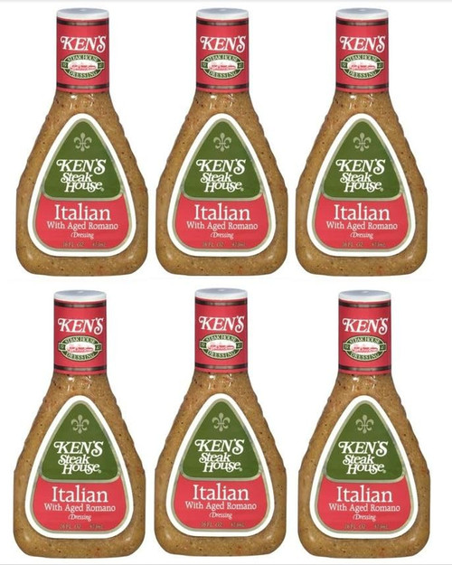 Ken's Steak House Italian Dressing with Aged Romano Cheese,16 fl oz, Pack of 6, Bundled With V2U Utensil Set