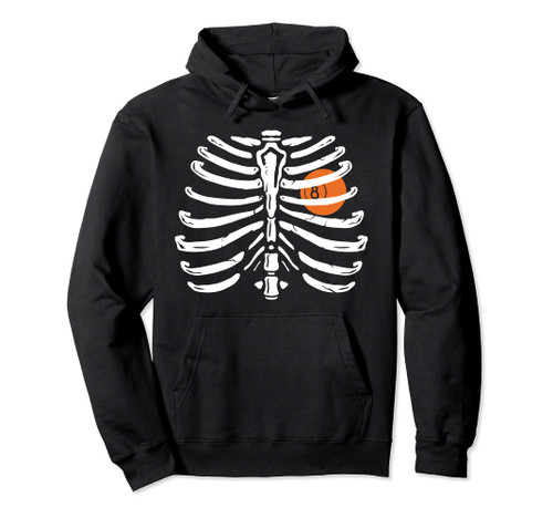 Xray Skeleton Rib Cage Billiard Cue Funny Halloween Costume Pullover Hoodie
