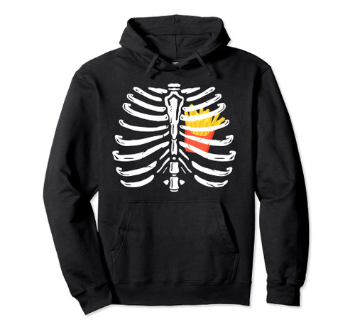 Xray Skeleton Rib Cage French Fries Funny Halloween Costume Pullover Hoodie