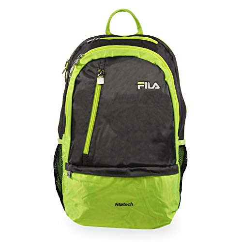 Fila Duel Tablet and Laptop Backpack School, Grey/Lime, One Size