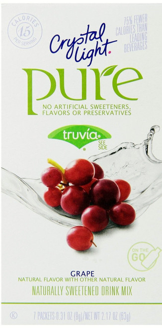 Crystal Light Pure Grape On The Go Drink Mix, 7-Packet Box (16 Box Pack)