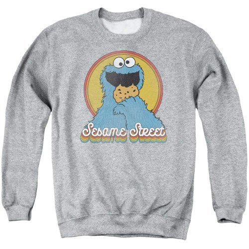 Sesame Street Sweatshirt Cookie Monster Rainbow Heather Pullover, XL