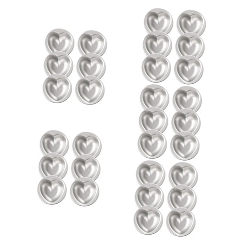 BESTOYARD 30 Pcs Heart Cake Mold Cake Mould Pudding Bowl Cake Pans Dessert Mold Cupcake Cup Heart Shaped Baking Pan Tartlets Pan Baking Pans Flan Pan Baking Mold Aluminum Alloy Heart-shaped
