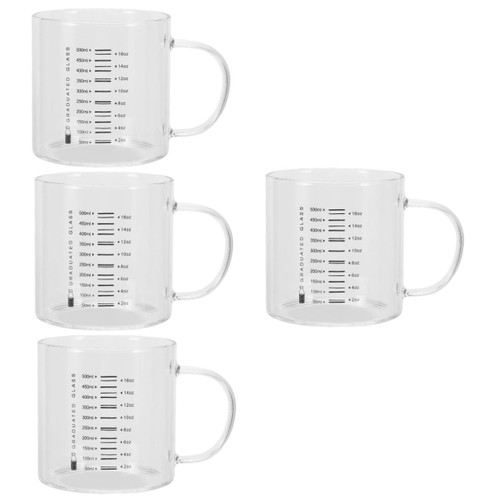 TEHAUX 4pcs Espresso Cups Shot Cups Clear Coffee Mug Clear Coffee Cups Measure Cups Coffee Mugs Tea Cup Measuring Cup Drinking Cup Drinking Mug Drinks Mug Glass Office Milk Heating
