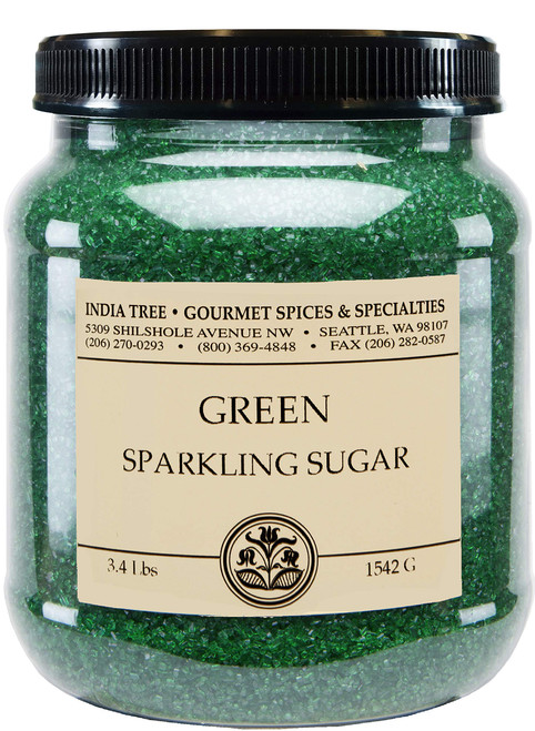 India Tree, Emerald Green Sparkling Sugar, Canister | Shimmery Sugar Sprinkles for Baking and Decorating | 3.4 Lb (Pack of 2)