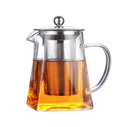 YRHH Small Clear High Borosilicate Glass Tea Pot with Removable,304 Stainless Steel Infuser, Heat Resistant Loose Leaf Teapot with Strainer Filter Infuser Tea Pot, Stovetop Safe-750ml