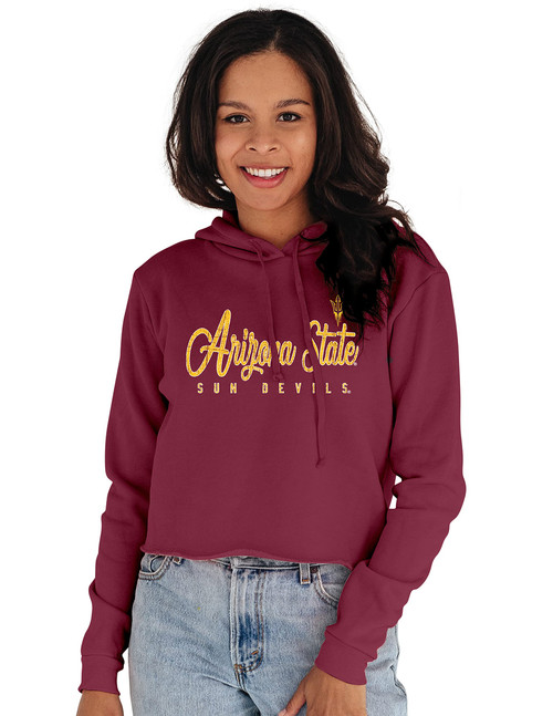Blue 84 Women's Arizona State Sun Devils Vintage Crop Hoodie, Arizona State Sun Devils Maroon, Small Blue 84 Women's Arizona State Sun Devils Vintage Crop Hoodie, Arizona State Sun Devils Maroon, Small
