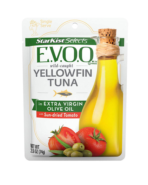 StarKist E.V.O.O. Yellowfin Tuna in Extra Virgin Olive Oil with Tomato Basil, 2.6 Oz, Pack of 24 StarKist E.V.O.O. Yellowfin Tuna in Extra Virgin Olive Oil with Tomato Basil, 2.6 Oz, Pack of 24