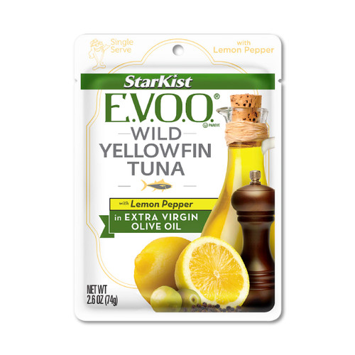 StarKist E.V.O.O. Yellowfin Tuna with Lemon Pepper In Extra Virgin Olive Oil,2.6 Ounce (Pack of 24) StarKist E.V.O.O. Yellowfin Tuna with Lemon Pepper In Extra Virgin Olive Oil,2.6 Ounce (Pack of 24)