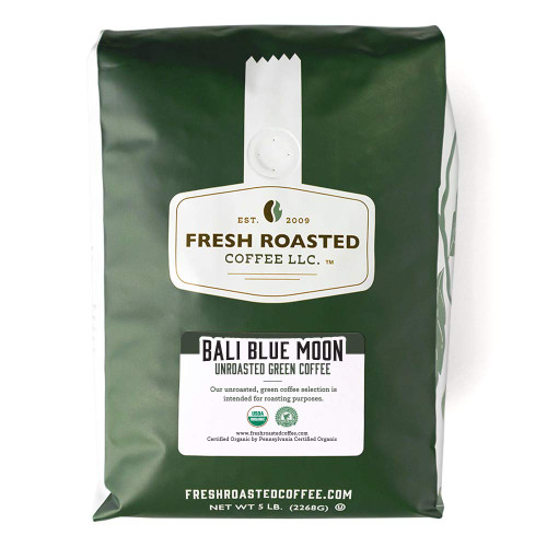 Fresh Roasted Coffee, Unroasted Organic Bali Blue Moon, Kosher, 5 Pound