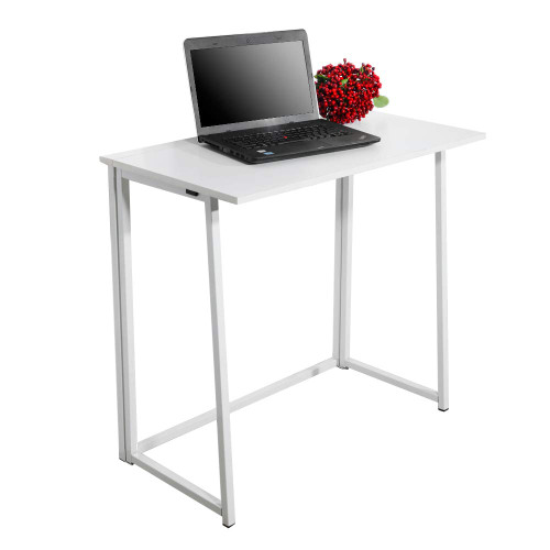 YLingMX Folding Computer Desk, Modern Simple Style Computer Table Workstation for Home Office, Study Student Writing Desk for Small Spaces (White)