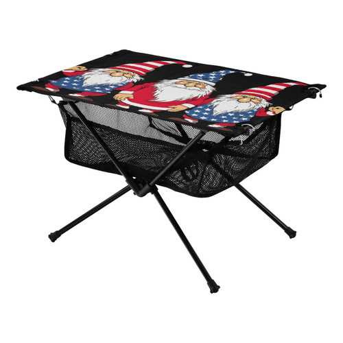 American Flags Gnomes Folding Camping Table Portable Beach Table with Carry Bag Small Card Table for Camping Picnic BBQ Backpacking Beach