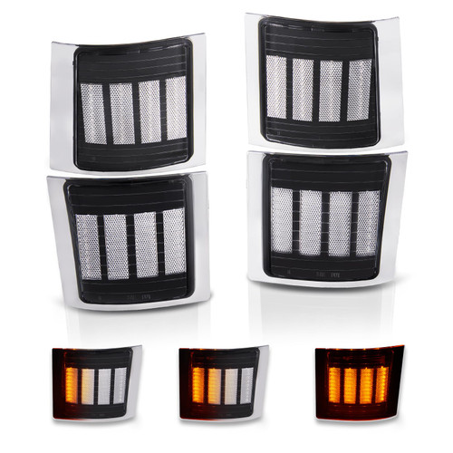 Gempro Sequential Amber LED Corner Side Marker Turn Signal Lights for Chevy C/K 1500 2500 3500 1994-1998 C10 Pickup Truck Silverado Suburban Tahoe Front Grill Lights, 4PCS (Clear Len) Gempro Sequential Amber LED Corner Side Marker Turn Signal Lights for Chevy C/K 1500 2500 3500 1994-1998 C10 Pickup Truck Silverado Suburban Tahoe Front Grill Lights, 4PCS (Clear Len)