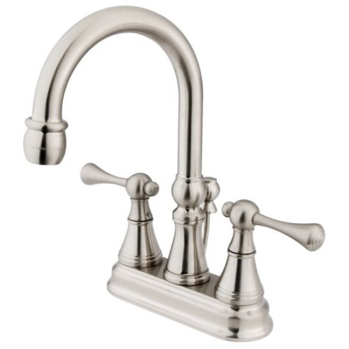 Kingston Brass KS2618BL Vintage 4-Inch Centerset Lavatory Faucet with Brass Pop-Up, Brushed Nickel
