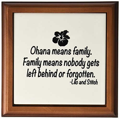 3dRose LLC ft_163985_1 Framed Tile, 8 by 8-Inch, "Ohana Means Family"