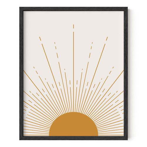 HAUS AND HUES Contemporary Framed Art - Framed Boho Wall Art, Sun Wall Decor, Scandinavian Wall Decor, Mid Century Modern Wall Decor, Framed Wall Art Boho, Boho Prints (Black Framed, 16x20)