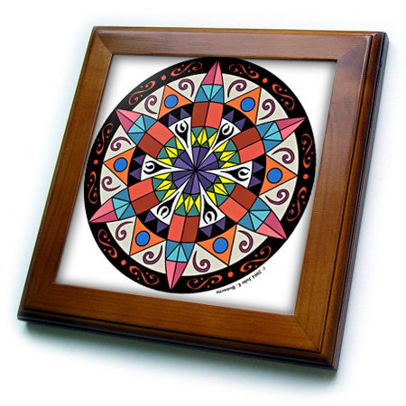 3dRose LLC ft_23186_1 Hex Sign 1 Pennsylvania Dutch Luck Protection Symbol Framed Art, 8 by 8-Inch