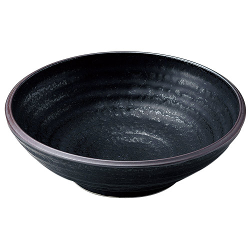 Yamashita Kogei 14012080 Black Crystal Rough Shallow Pot, Diameter 6.6 x 2.0 inches (16.8 x 5.2 cm)