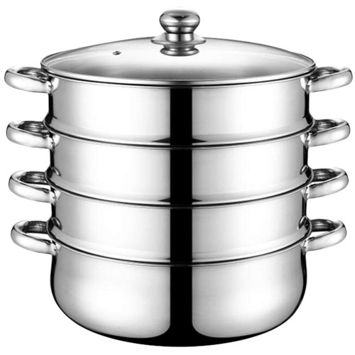 DOITOOL Stainless Steel Steam Pot, 4 Tier Steamer Cooking Pot, Steam Soup Pot with Lid, Steamer Cookware Pot