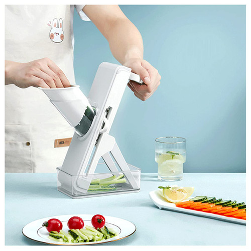 Slicer Vegetable Cutter with Containers Kitchen, Potato Slicer Machine Convenient Professional, Small Manual Vegetable Chopper for Vegetables and Fruits