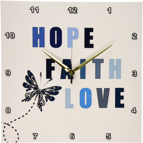 3dRose DPP_99181_2 Blue Butterfly Inspirational Hope, Faith and Love-Wall Clock, 13 by 13-Inch 3dRose DPP_99181_2 Blue Butterfly Inspirational Hope, Faith and Love-Wall Clock, 13 by 13-Inch