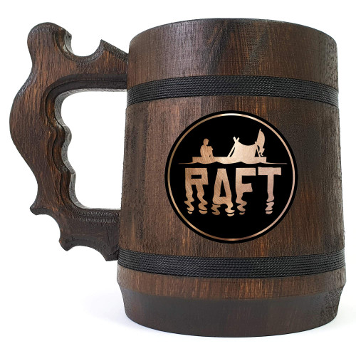 Raft Beer Mug, Beer Stein, Wooden Beer Tankard, Gamer Gift, Personalized Beer Mug, Gift for Him, Wedding Gift, Groomsmen Gift Raft Beer Mug, Beer Stein, Wooden Beer Tankard, Gamer Gift, Personalized Beer Mug, Gift for Him, Wedding Gift, Groomsmen Gift