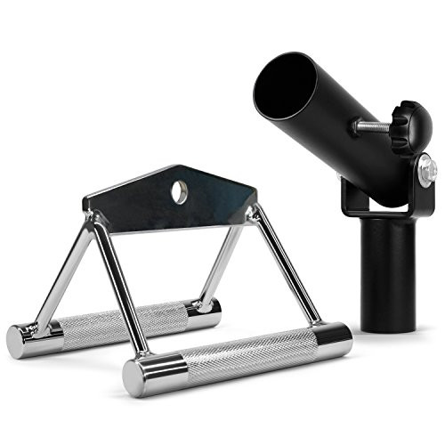 Yes4All Combo T-Bar Row Insert Landmine & Seated Row Double D Handle for Cable Attachment  Double D Row Handle (Chrome)