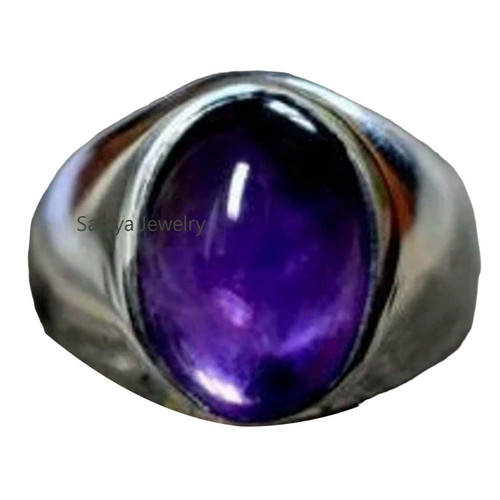 Amethys Oval Gemstone Ring, Pure 925 Sterling Silver Statement Ring, Mens Signet Ring, Handmade Classy Jewelry For Mens, Unique Gift for Birthday, Anniversary, Gifts for Dad, Husband, Boyfriend Ring