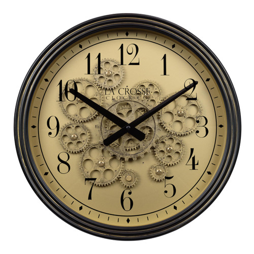 La Crosse Clock 404-3439 15-Inch Quartz Analog Wall Clock with Moving Gears