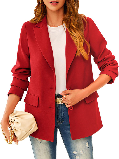 BZB Women's Casual Blazers Long Sleeve Lapel Button Open Front Work Office Blazer Jackets Suit A-red BZB Women's Casual Blazers Long Sleeve Lapel Button Open Front Work Office Blazer Jackets Suit A-red