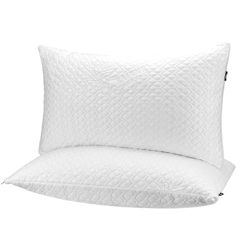 Rainmr Shredded Memory Foam Pillows for Sleeping, Adjustable Pillows King Size Set of 2, Good for Side, Back Sleeper with Washable Cooling Cover