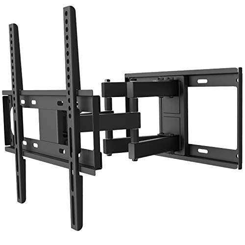 WALI TV Wall Mount Bracket Full Motion Articulating Extend Dual Arm for Most 26-55 inches LED, LCD, OLED Flat Screen TVs up to 99lbs VESA 400x400mm with Tilting for Display (FTM-2), Black