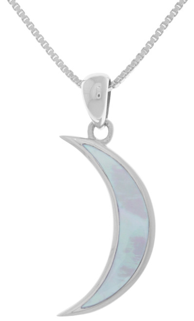 Jewelry Trends Sterling Silver Crescent Moon Pendant Necklace 18"