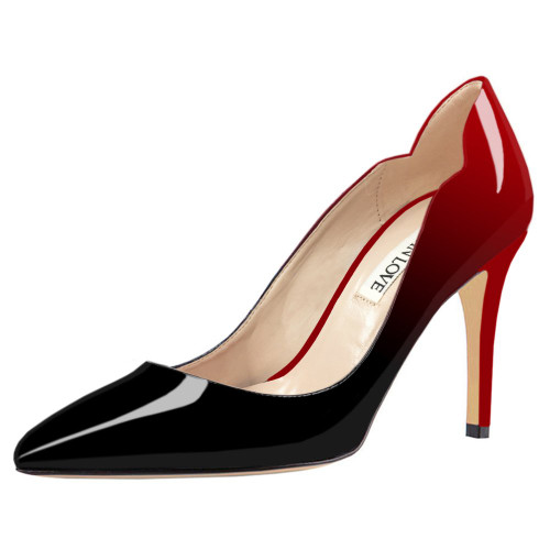 JOY IN LOVE Pumps for Women 3.5" Stiletto High Heels Pointy Toe Pumps Shoes Red Black 10US