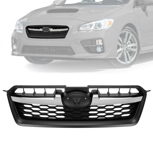 HECASA Front Grill Compatible with 2012 2013 2014 Subaru Impreza 91122FJ000 SU1200158 Bumper Grille Assembly Black+Silvery