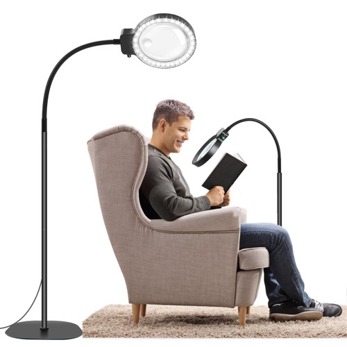 10X 5X Floor Magnifying Glass with Light and Stand,36 LED Flexible Gooseneck Magnifying Lamp, Adjustable Brightness Large Lighted Magnifiers for Reading,Sewing,Crafts,Painting,DIY,Close Work 10X 5X Floor Magnifying Glass with Light and Stand,36 LED Flexible Gooseneck Magnifying Lamp, Adjustable Brightness Large Lighted Magnifiers for Reading,Sewing,Crafts,Painting,DIY,Close Work