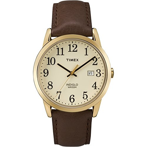 Timex Men's TW2P75800 Easy Reader Brown/Gold-Tone/Cream Leather Strap Watch