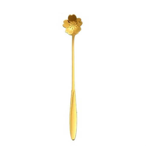 VERDDE Teaspoons, Flower Teaspoons Set Long Coffee Spoon Cute Ice Cream Dessert Spoon Golden Cutlery Silver Stainless Steel Tableware