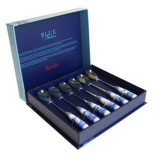 Spode Spoon Blue with Box 1101-X Blue Italian Set of 6