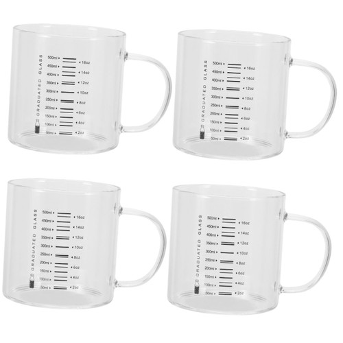 Cabilock 4pcs Measuring Cup Glass Coffee Cups Coffee Mugs Espresso Cups Clear Coffee Mug Clear Coffee Cups Measuring Glass Cups Office Beverage Cup Milk Drinking Mug Drink Cup Drinking Cup