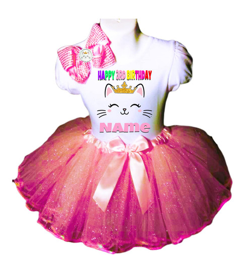 Kitty Tutu Birthday Set, Kitty Birthday outfit, Cat Birthday Tutu, Kitty Tutu Dress, Fast Shipping, Personalized Dress, 3rd Birthday