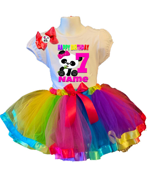Panda Birthday Outfit Panda Birthday Shirt Panda Birthday Party Panda Tutu Fast Shipping Panda Personalized Dress 7th Birthday
