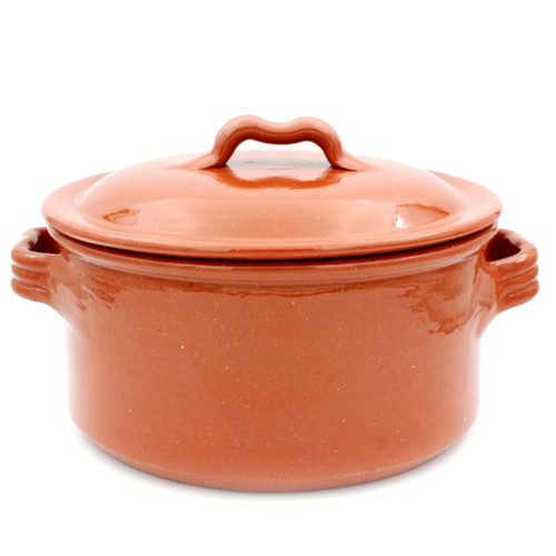 Handmade Traditional Portuguese Pottery Clay Terracotta Cazuela Cooking Pot With Lid (N.2 (7.25" Diameter))