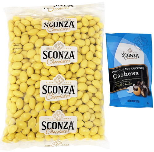 Nutic Lemoncello Chocolate Covered Almonds | 5 Lb Bulk Bag | - By Sconza - Roasted Almond Covered in White Chocolate and Lemon Creme Candy | Gift Snack - Milk Chocolate Coconut Cashews