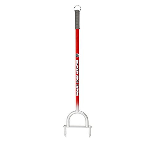 Garden Weasel Core Garden and Lawn Aerator  Grow Grass Evenly, Provides nutrients to lawn,  Features comfort grip handle and made from Carbon Steel, Red and Silver