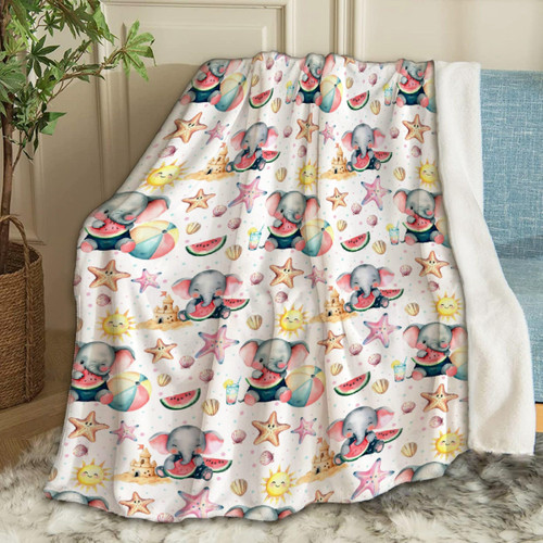Ottoy Cute Elephants Blanket Gifts Plush Fuzzy Cozy Soft Lightweight Blankets for Couch Air-Conditioning Quilts Decor Blanket for Chirstmas Birthday 80"x60" for Adults